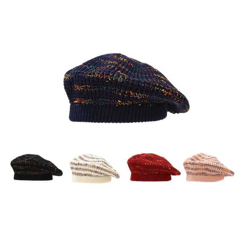 Berets Autumn Winter Acrylic Knitted Bailey Painter Women's and Girls' Octagonal Hat 101 G220612