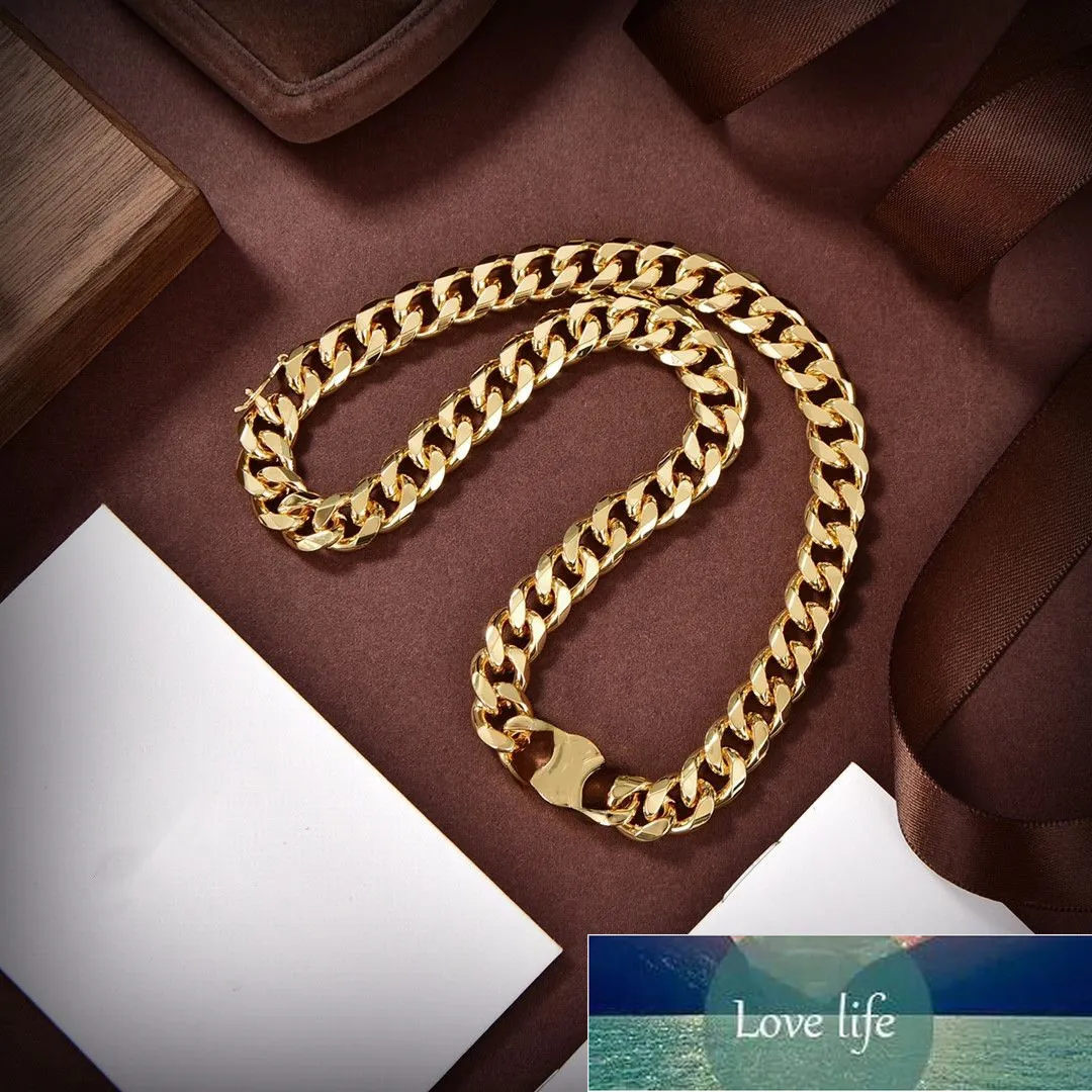 Klasyczny złoty kubański łańcuch łącza Chunky Link Links 18K Gold Plated Designer Naszyjnik dla mężczyzn