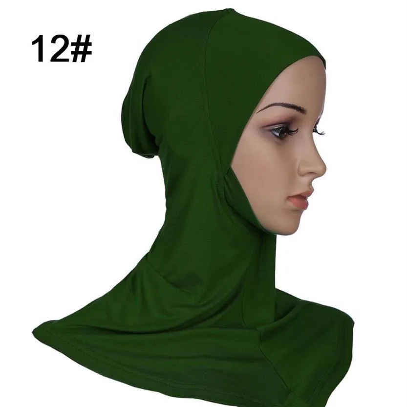 Whole- 1pc 43x45cm plus size Modal Muslim Under Scarf Hat Cap Bone Bonnet Hijab Islâmica Head Wear Neck Chest Cover pick 20 col2210