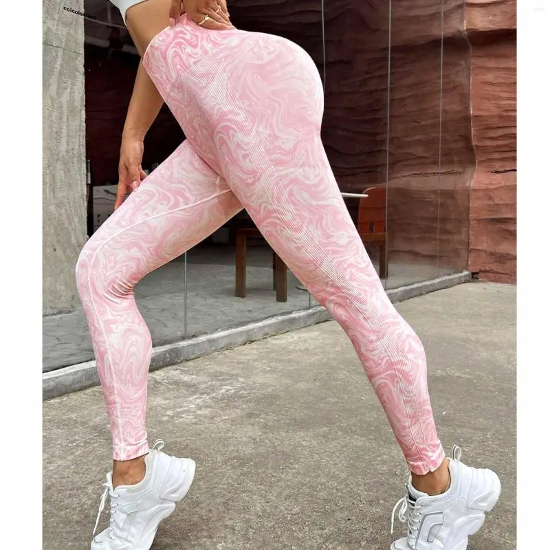 Aktive Hosen Energie Nahtlose Leggings Gym Mädchen Leggins Bedruckte Rosa Legings Sport Frauen Fitness Hohe Taille Push-Up Laufen Yoga