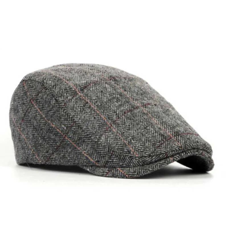 Beret Fall/Winter 2023 Poliester Vintage Plaid Keep Warm News Flat Nail Hat Mężczyzna i żeńska malarz Beret 111 G230612