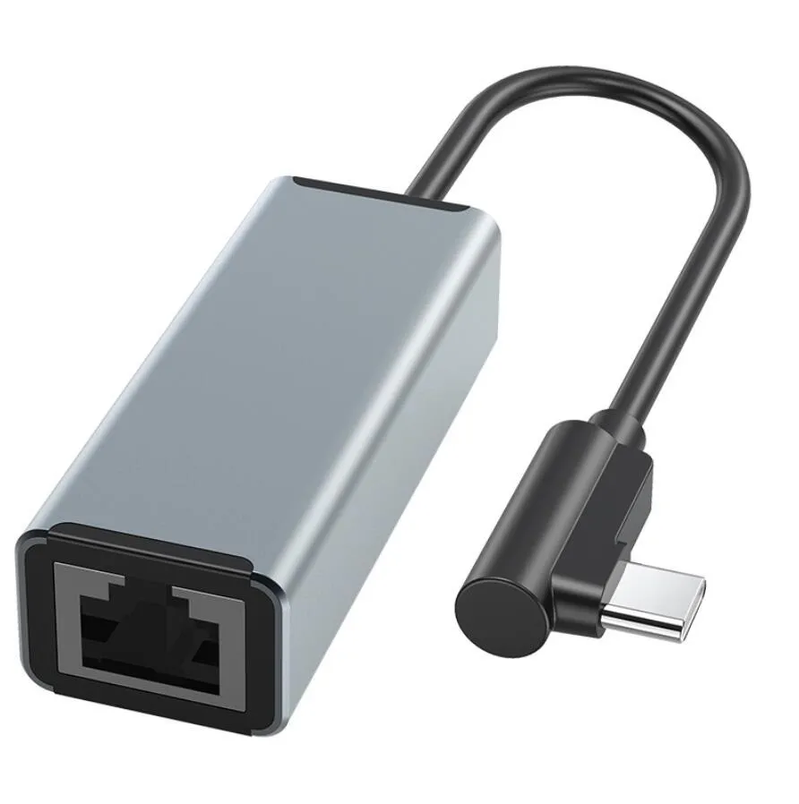 Ângulo reto 90 graus tipo-c para porta de placa de rede 100m 1000m usb-c para adaptador ethernet rj45 para telefone e tablet laptop