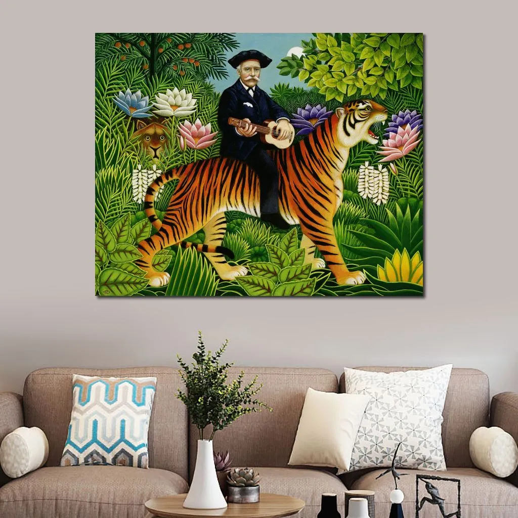 Tropical Landscapes Art Henri Rousseau Pittura Tiger The Dreams Canvas Artwork Decorazione da parete fatta a mano di alta qualità