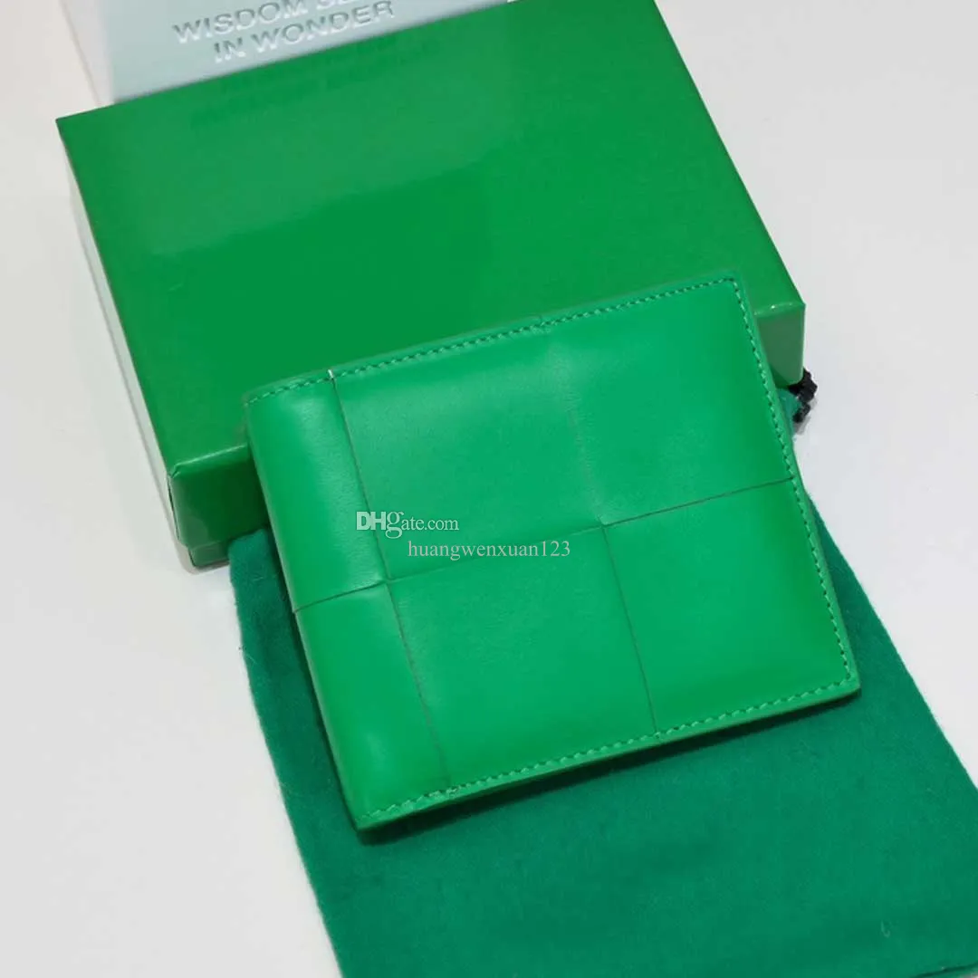 Nouveau portefeuille Designer hommes femmes Vert portefeuilles en cuir véritable Top qualité tissé Titulaire de la carte de crédit mode version coréenne poche sac à main avec boîte