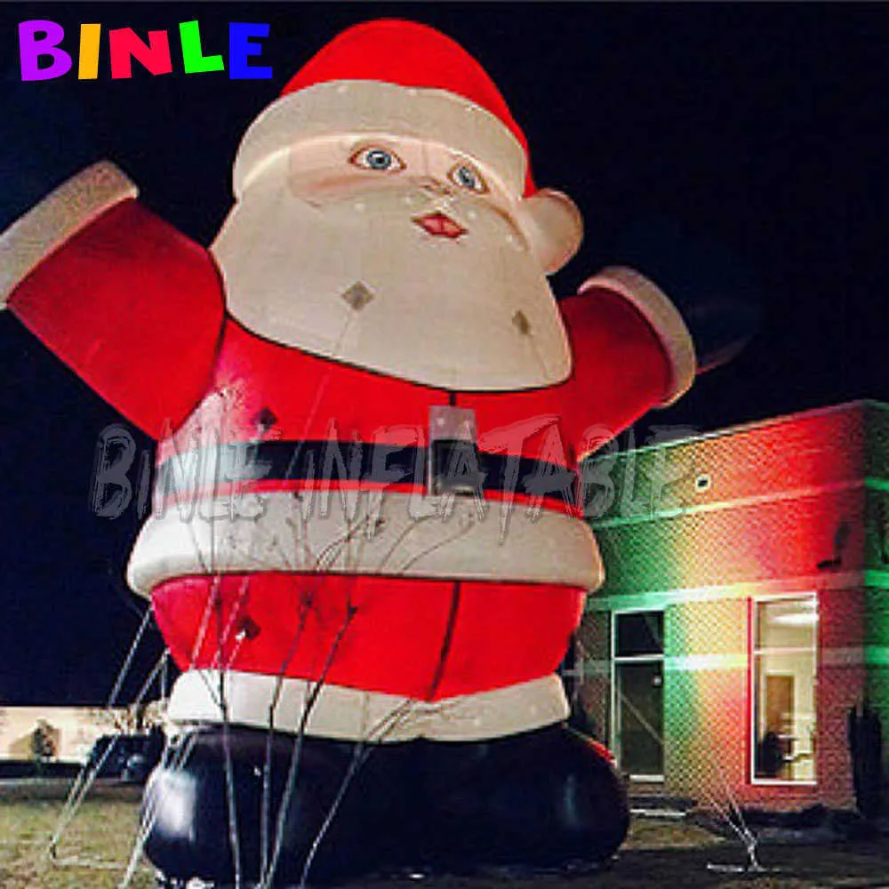 LED -upplyst jätte 20ft uppblåsbar jul Santa Model ANNONSERING JULA GAMMA JA XMAS BALLOON Outdoor Party Decoration