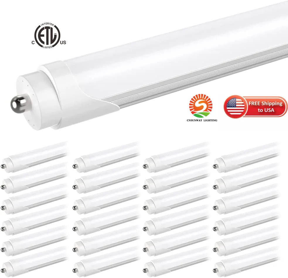 LED -rör 8 fot LED 8ft enkelstift T8 FA8 LED -lampor 45W 4800LM 6000K Cool White Bright Daylight Ersätta T10 T12 Fluorescerande rörlampor Garage Shop ETL USA