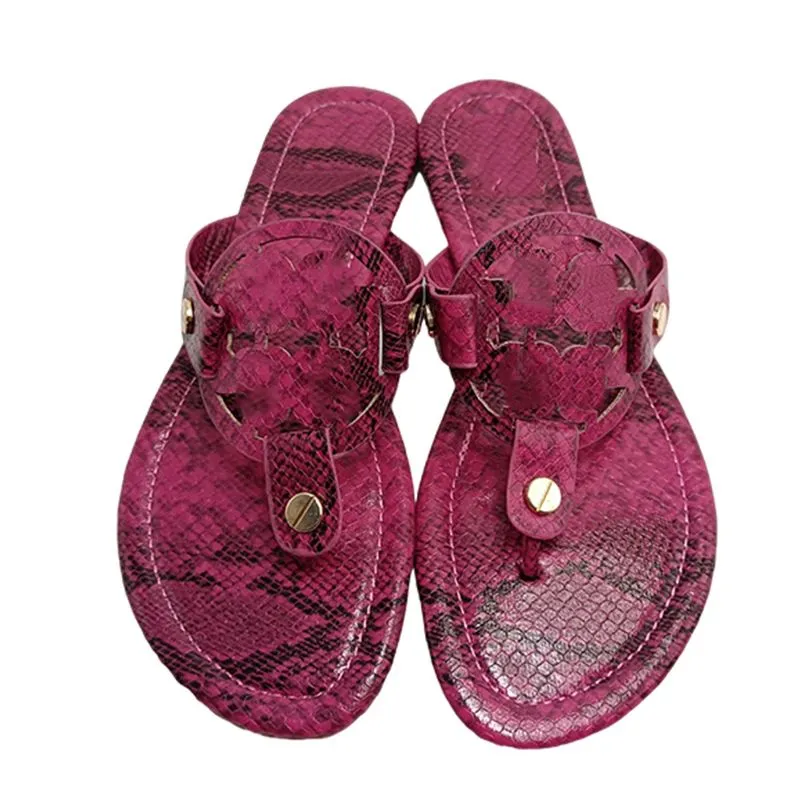 Snake Leather Designer Sandals: Luxury Beach Slides With Pink Flip ...