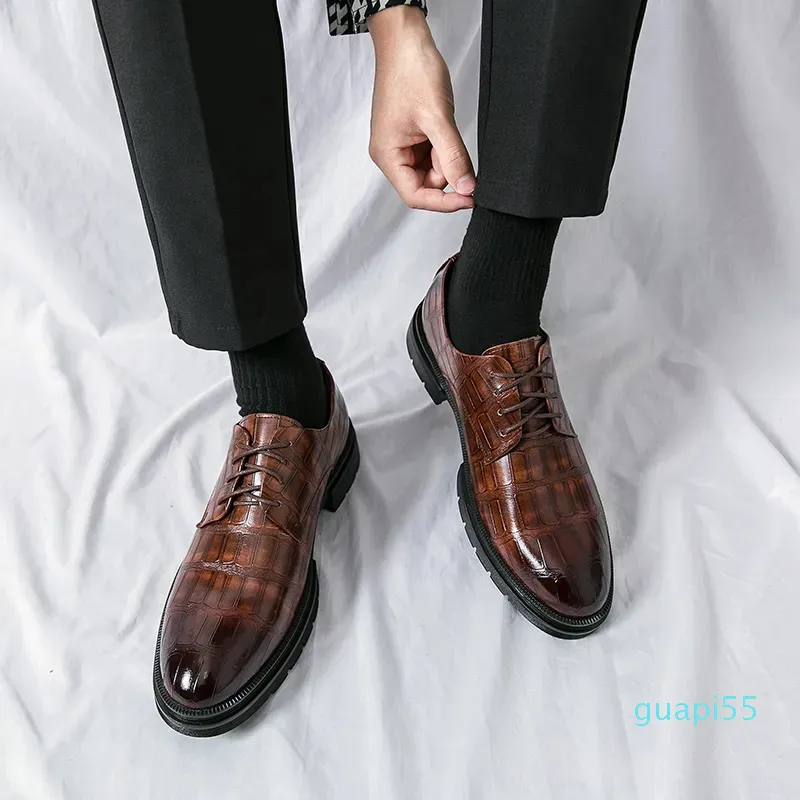 Designer Men's Dress Shoes: Pu Stone Low Heel Lace-Up Solid Color Business  Shoes Comfortable, Classic Fashion, Size 38-46