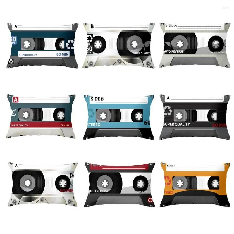 Kussen 30x50cm hoes leuke decoratieve hoes met muziek tape print schattig kawaii camera bank nachtkastje