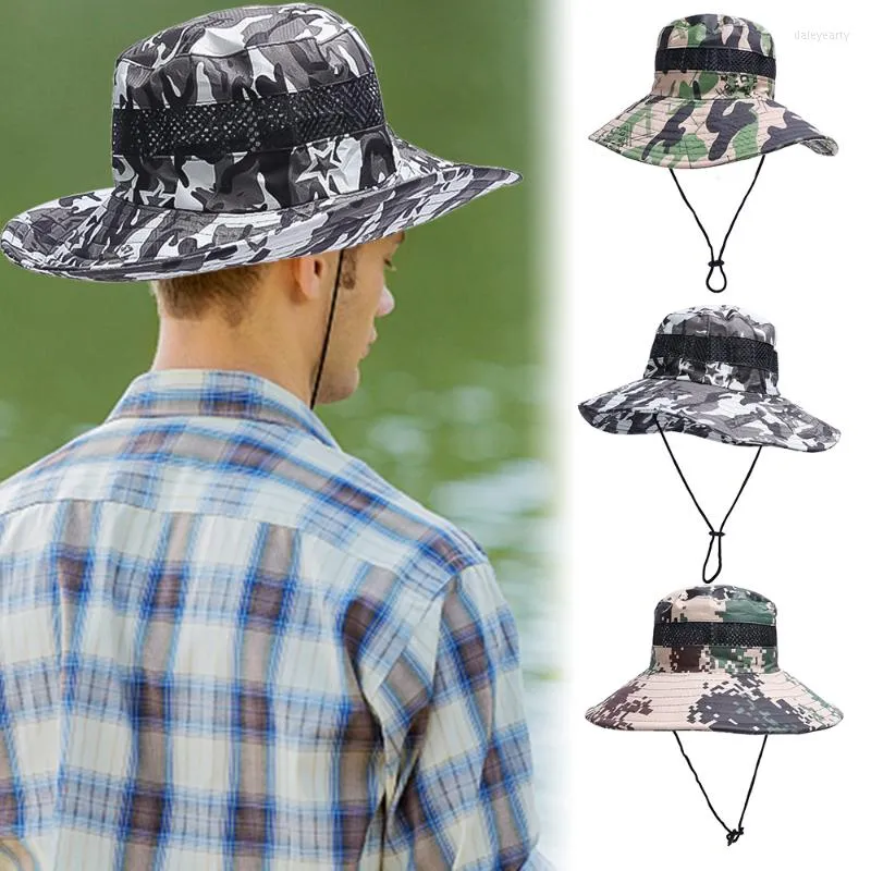 Berretti Uomo Camouflage Berretto tattico Cappello Boonie militare Berretti US Army Sport all'aria aperta Secchiello per il sole Pesca Escursionismo Cappelli da caccia 60CM