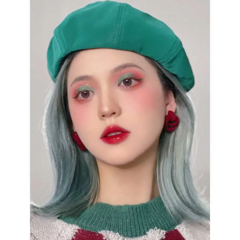 Berets Autumn and Winter Women's Green Fashion Replica Octagonalny Beret Hat