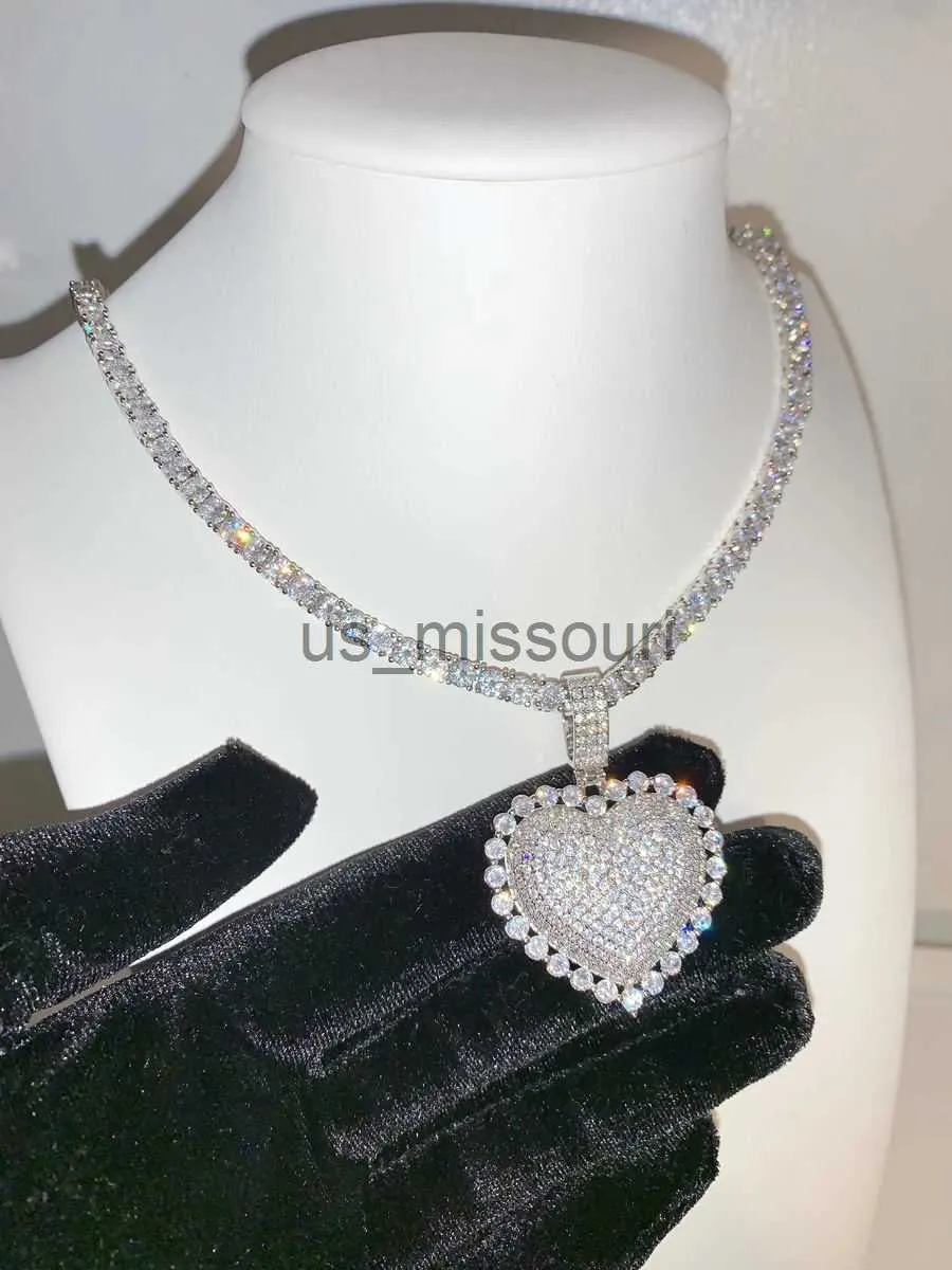 Collana tennis con ciondolo a cuore e zirconi per donna_voghion.com