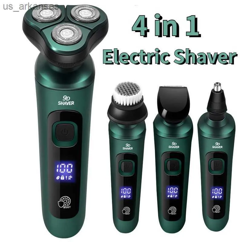 4 I 1 Electric Shaver for Men Smart LED Digital Display Triple Blade Floating Razor USB uppladdningsbar tvättskäggborttagare