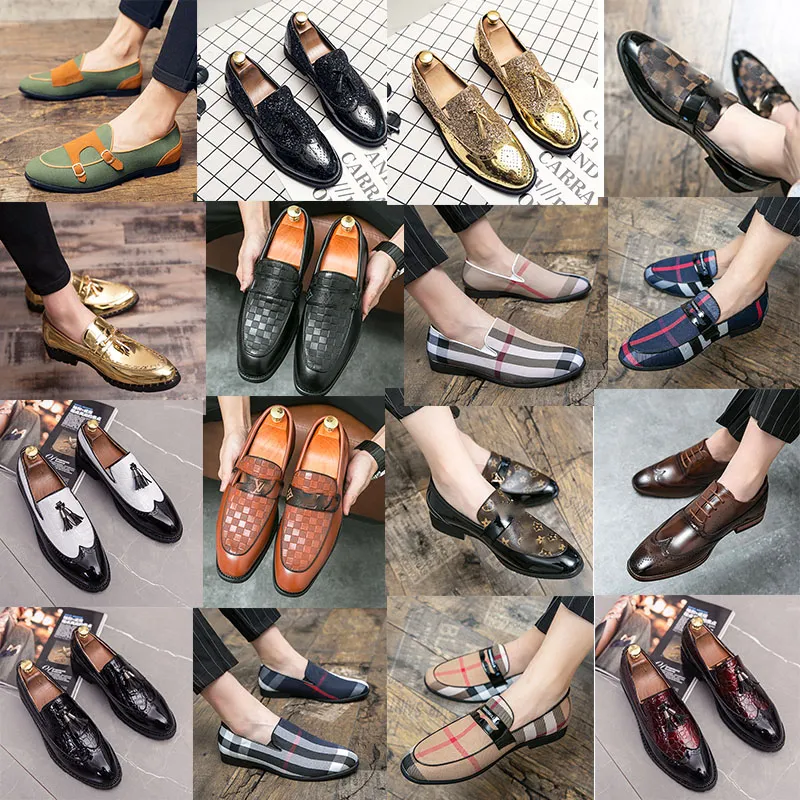 Sapatos Leffer pontiagudos de marca de luxo para homens Confortáveis sapatos de couro com bloqueio de cor estilo britânico Sapatos de negócios de escritório tamanho 38-48