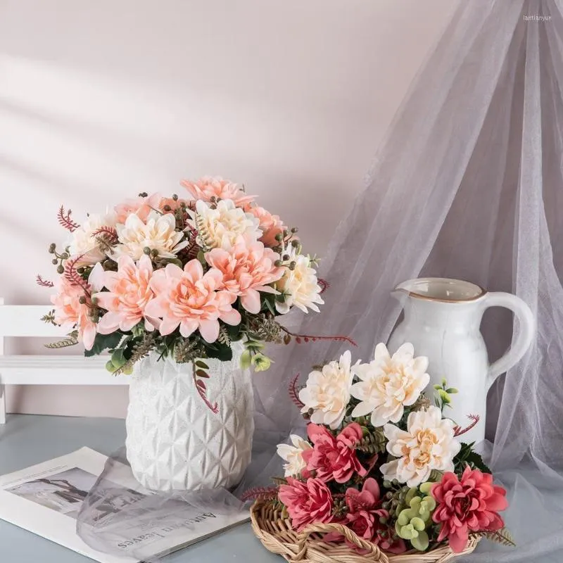Dekorativa blommor konstgjorda dahlia blommor ins simulering hem dekoration bröllop flores artificiales dekoracion para el hogar