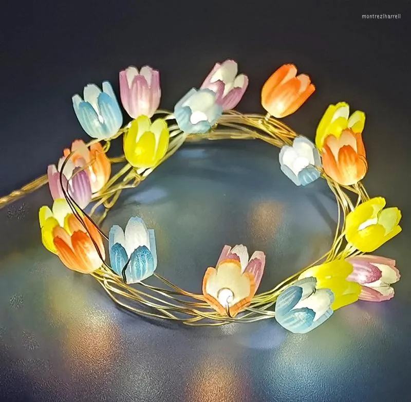 Cordas 5M 2M LED Tulipa Fio de Cobre Corda de Luz Feriado Casamento Guirlanda de Fadas Para Decoração de Festa de Aniversário de Natal Energia da Bateria