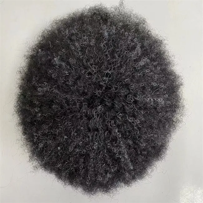 Morceau de cheveux humains vierges européens 6mm Wave Toupee # 1Grey Full Lace Units for Black Man