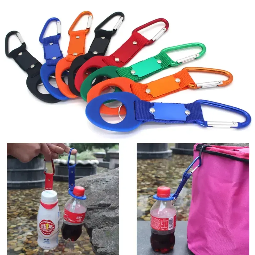 Suporte para garrafa de água com clipe de mosquetão com fivela pendurada chaveiro em forma de garrafa de cola para uso diário ao ar livre Porta-borracha atacado