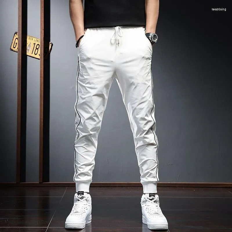 Pantalons pour hommes hommes hommes 2023 été Sport Jogging décontracté Streetwear mode côté rayure cordon blanc Joggers pantalon