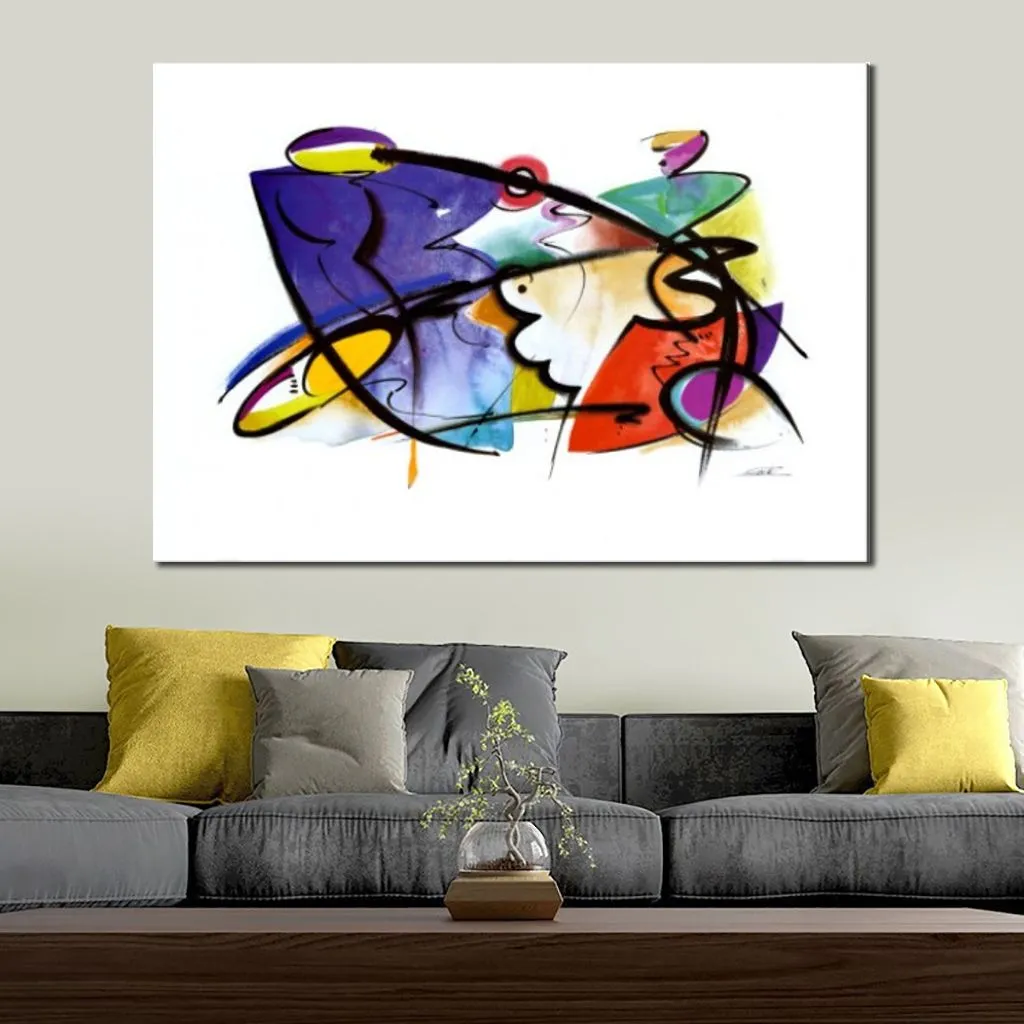 Abstract Figurative Art on Canvas Rhythmus Handmade Oil Painting Modern Decor