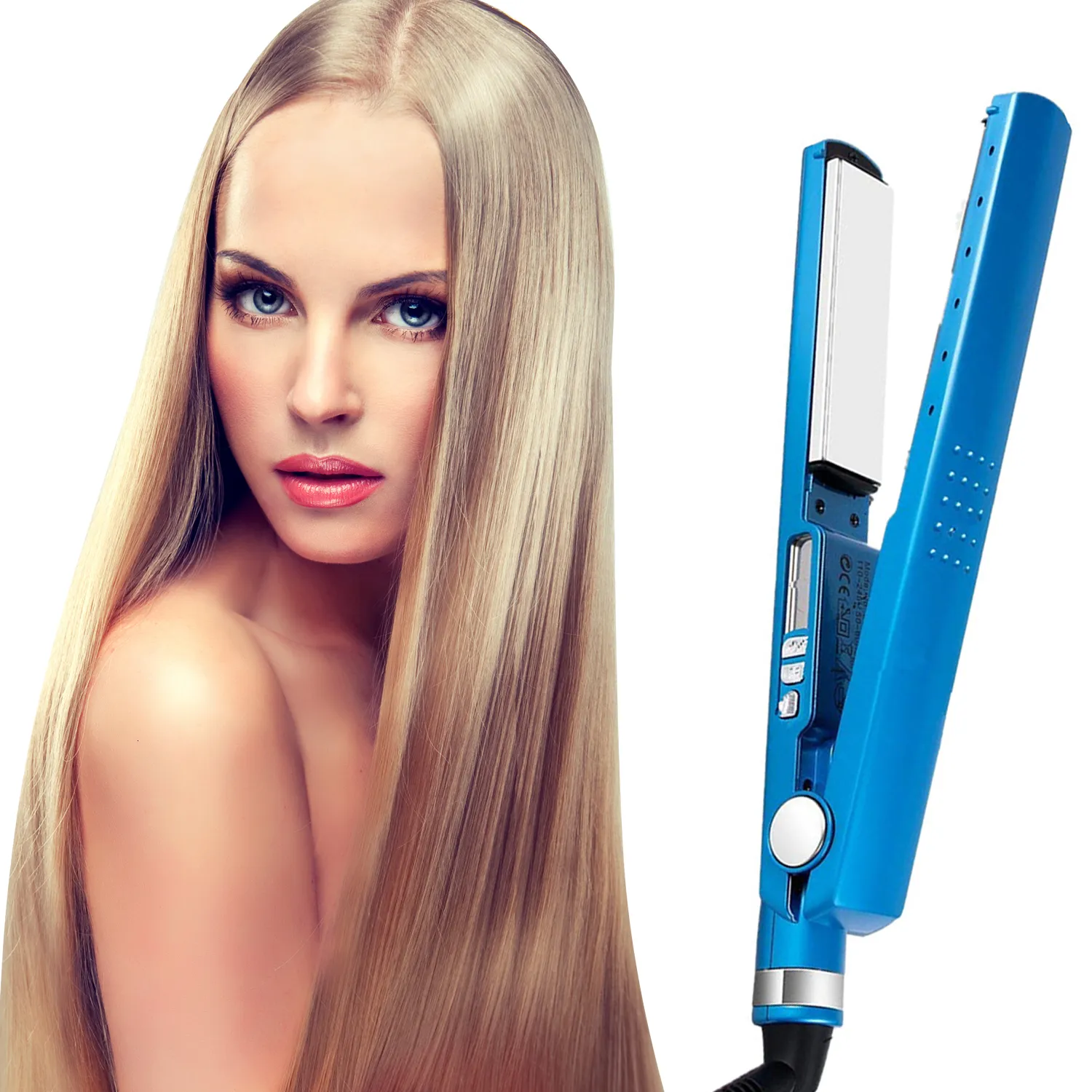 Hårrätare Nano Hair Starten Pro 450F 1/4 Plate Plat Flat Iron Hair Curler Hair Rätträtning Irons Hair Style Tool 230609