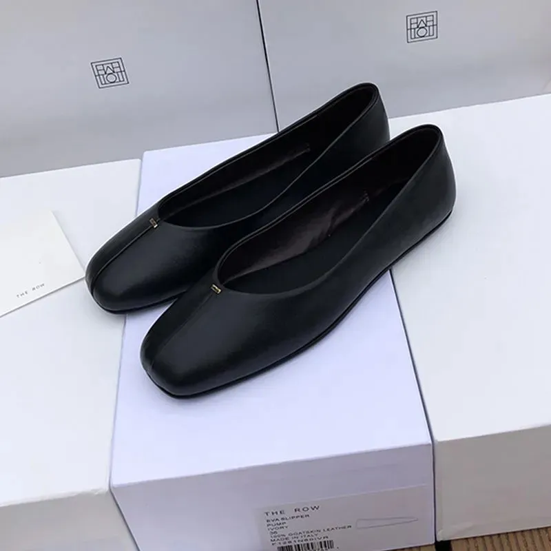 A linha rasa único sapatos femininos boca primavera/verão ballet sapatos de dança fundo plano couro genuíno avó sapatos pequeno design