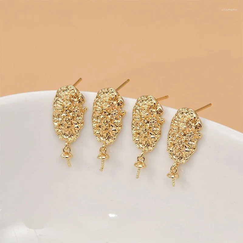 Studörhängen 2 st guldpläterade ovala oregelbundna lava inklusive pärlsätes charm för smycken som gör DIY mässingstillbehör
