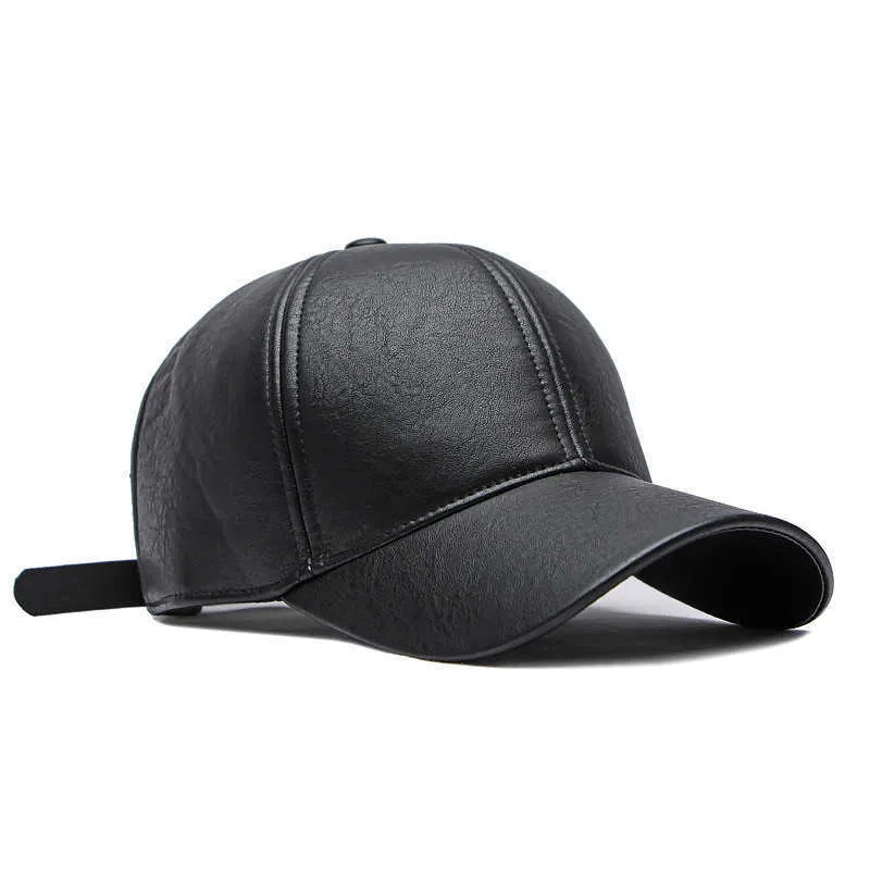 Ball Caps Autumn Winter 2023 Leather Cotton Warm Open baseball cap Adjustable Men's Outdoor Button Hat G230606