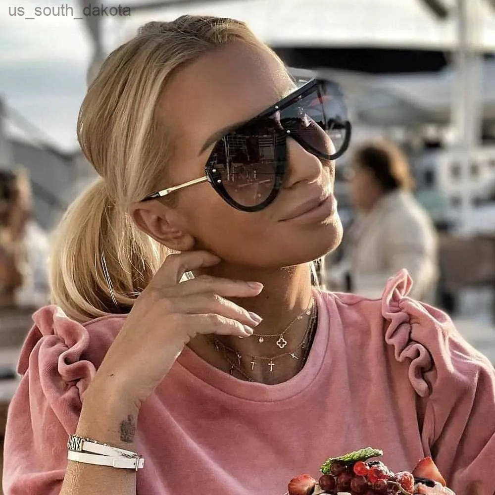 2021 Новая мода негабаритная серия солнцезащитных очков женщин дизайнер бренд винтажный заклинание квадратные солнцезащитные очки Мужчины за рулем зеркальных оттенков L230523