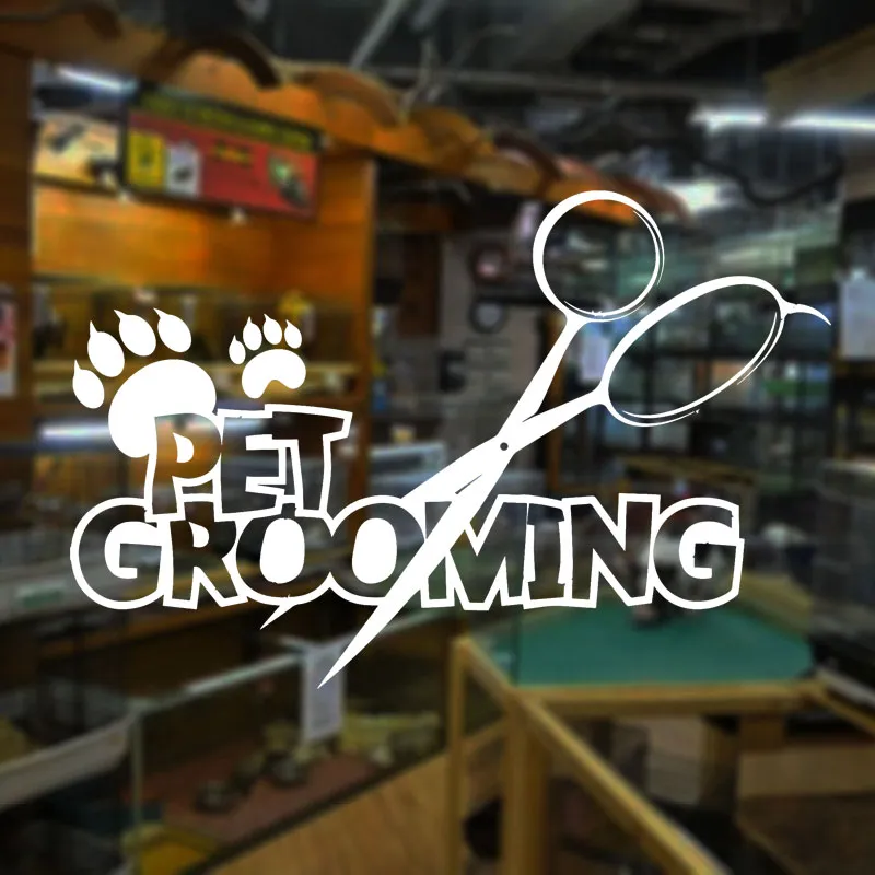 Pet Grooming Salon Wall Decal Home Decor Paw Pet Store Sign Veterinary Clinic Animals Door Window Decals Vinyl Murals 2079