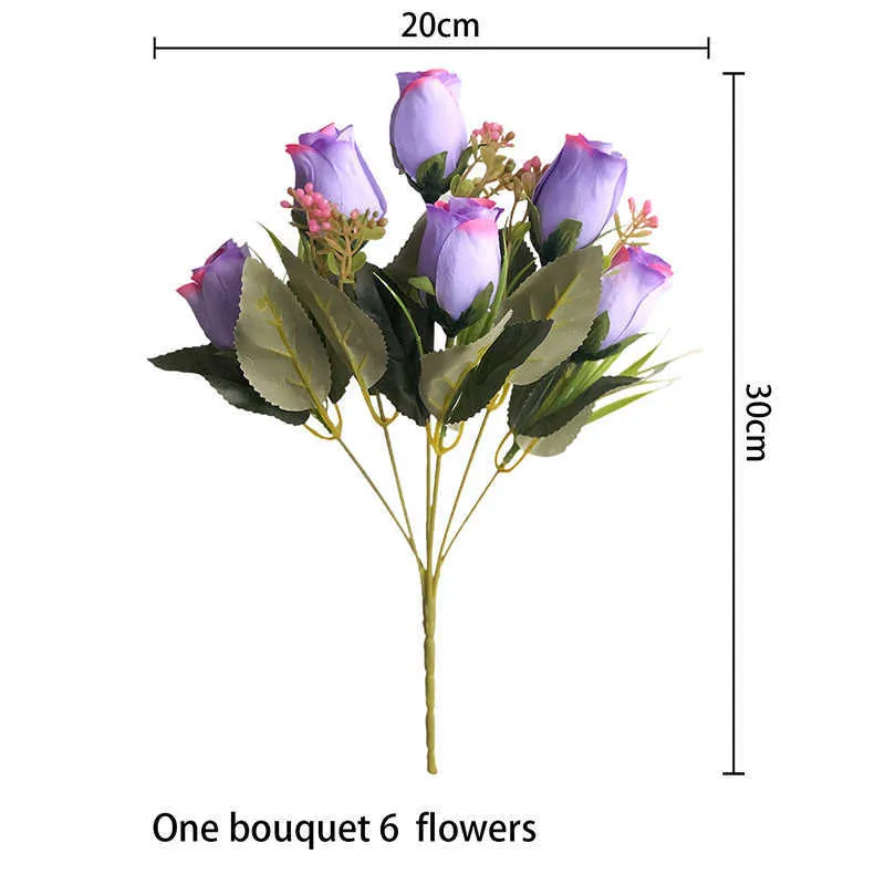 Torkad blommor simulering rosbukett hem vardagsrum bord dekoration bröllop arrangemang konstgjord blomma falsk växt lila