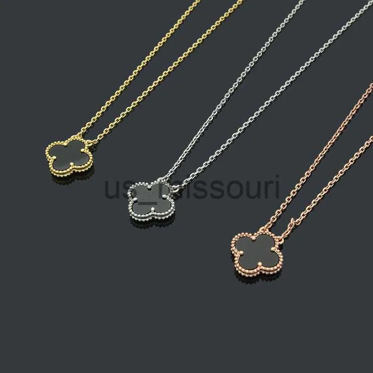 Pendant Necklaces Wholesale 15mm flower pendant 18K gold rose silver necklace 316L Stainless Steel ceramic black white red green pink blue Love Jewelry W J230612
