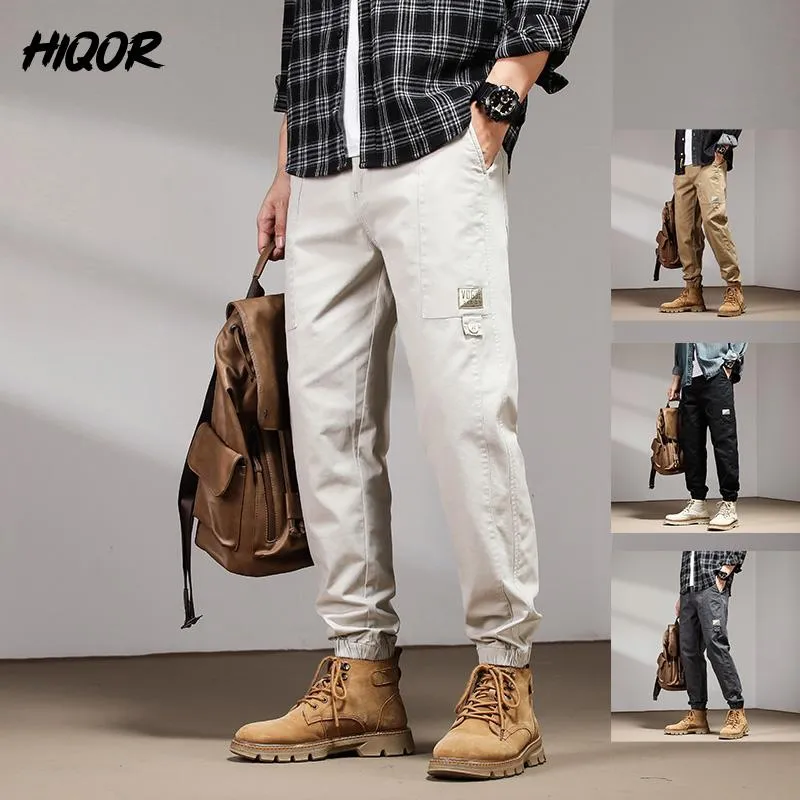 Pants HIQOR 2023 printemps été coton hommes Cargo pantalon Style coréen noir blanc mâle décontracté lâche Vintage Twill Harem pantalon 4 couleurs