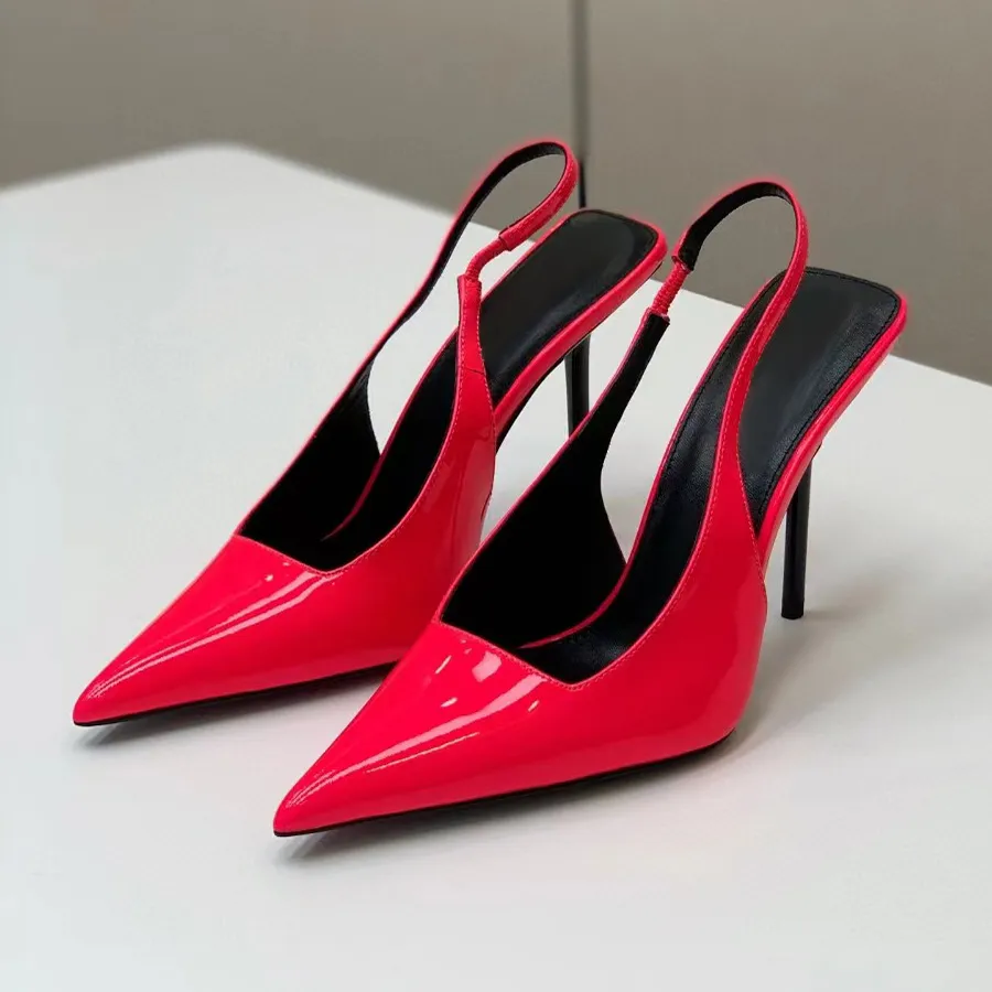 Women Red Bottoms Designer Heels Dress Shoes Luxury High Heel 11CM Pointed Toes Pumps Fashion Patent Leather Stiletto Heel Evening shoes Wedding Slingbacks shoes