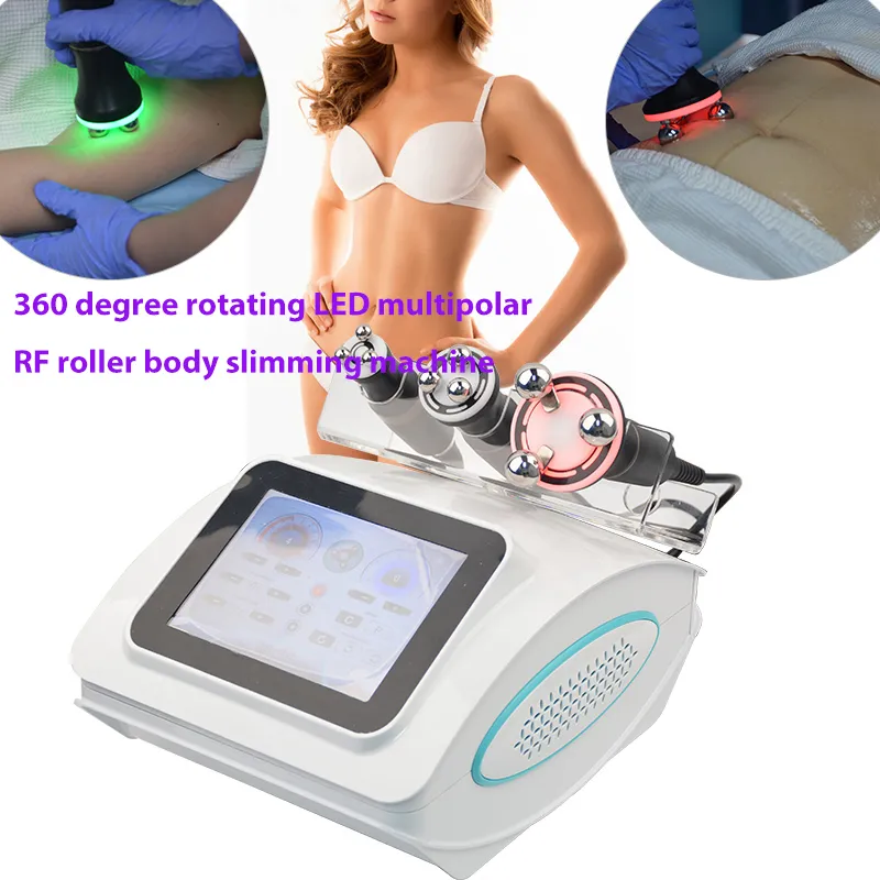 Portable 360 Multipolar RF Roller Skin Rejuvenation Eye Lifting Led Light Rotating Fat Burning Body Shaping Machine 3 Handles