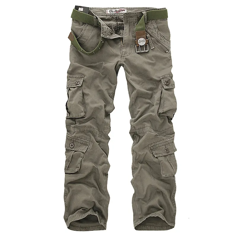 Męskie spodnie Wysokiej jakości męskie spodnie ładunkowe swobodne luźne spodnie wojskowe multi kieszeni długie spodnie dla mężczyzn Camo Joggers plus rozmiar 28-40 230612