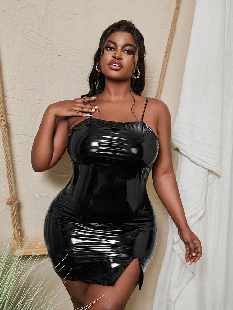 plus size latex dress