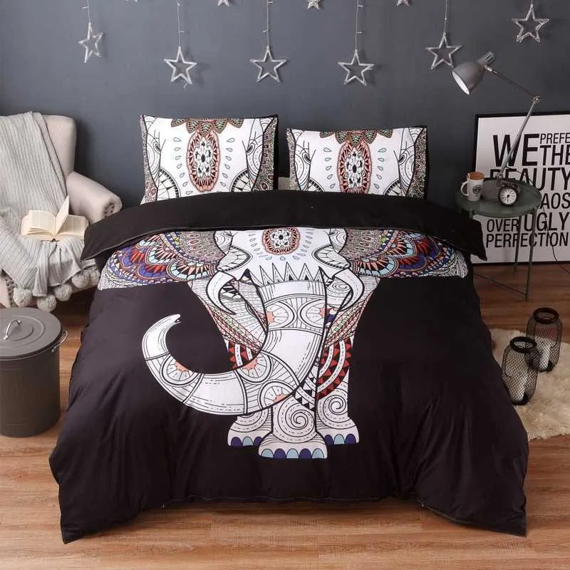 Beddengoed sets Animal Elephant 3D Printing Custom Beddengoed Set Microfiber Huishoudtextiel Twin Queen King Size Dekbedovertrek Sets Etnische Stijl Z0612