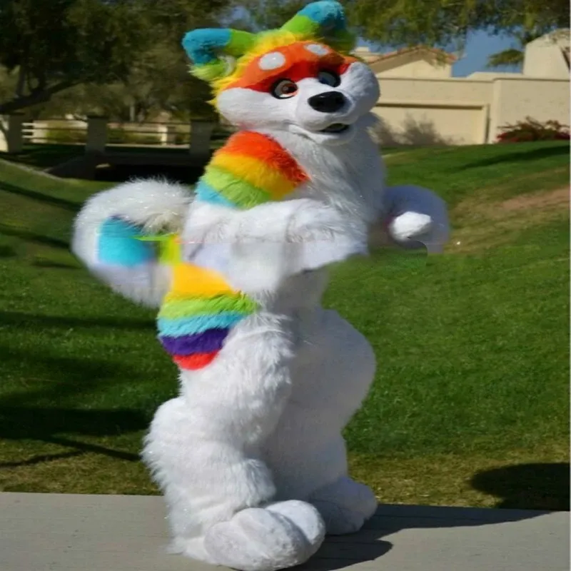 Halloween Rainbow Husky Dog Wolf Fox Mascot Mascot Halloween Set Costume