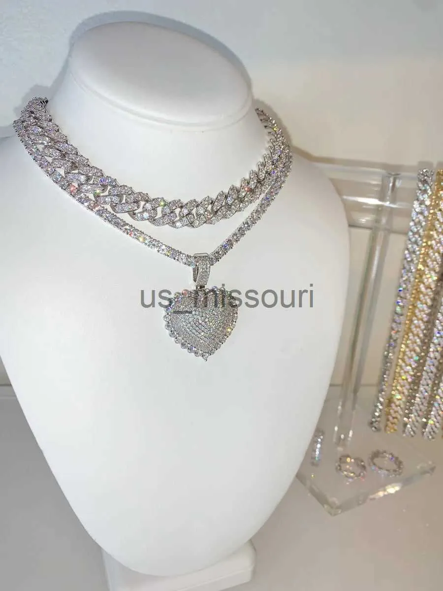 Collana tennis con ciondolo a cuore e zirconi per donna_voghion.com