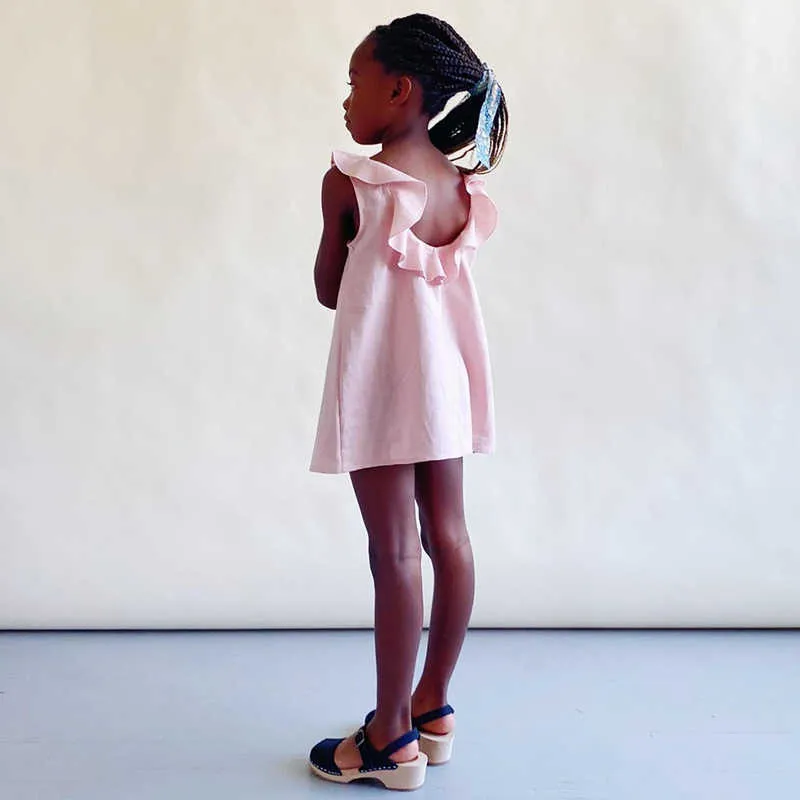 Robes d'été pour filles, nouvelle collection, sans manches, avec col rond, dos nu, décontractée, en coton, classique, pour enfants