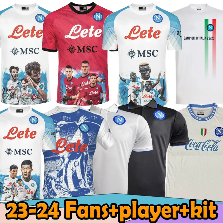 23/24 Napoli MARADONA voetbalshirts FABIAN ELMAS Valentine Halloween polo KVARATSKHELIA MARADONA LOZANO OSIMHEN LOZAN ZIELINSKIMIN Heren fans voetbalshirts