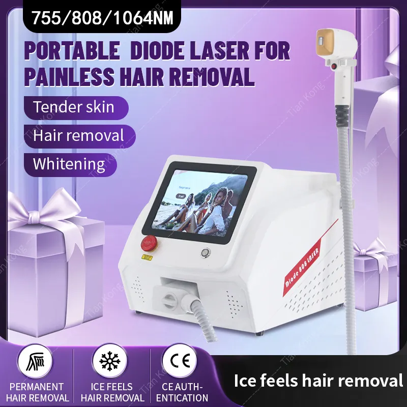 Hot Permanent Hair Removal Professional Ice Platinum Portable 808nm Diode Laser Wavelength Freezing Point Painless Machine For Salon