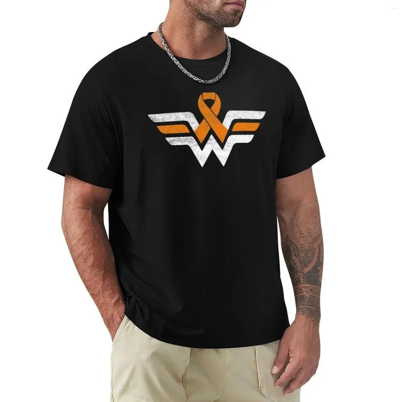 Men's Polos Multiple Sclerosis (MS) Orange Awareness Ribbon T-Shirt Oversized T Shirt Short Sleeve Tee Men