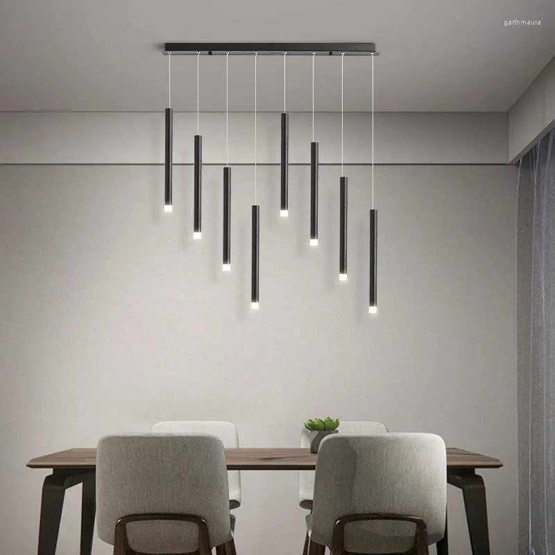 Lustres moderno estilo minimalista LED pingente lâmpada para sala de jantar cozinha bar quarto de estar design preto lustre de teto luz