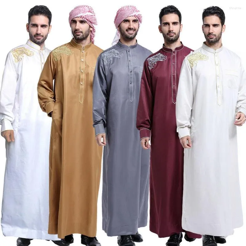 Etnik Giyim Müslüman Suudi Erkekler Robe Dishdasha Thoub İslami Dua Jubba Abaya Arap Kaftanthobe Jilbab Djellaba