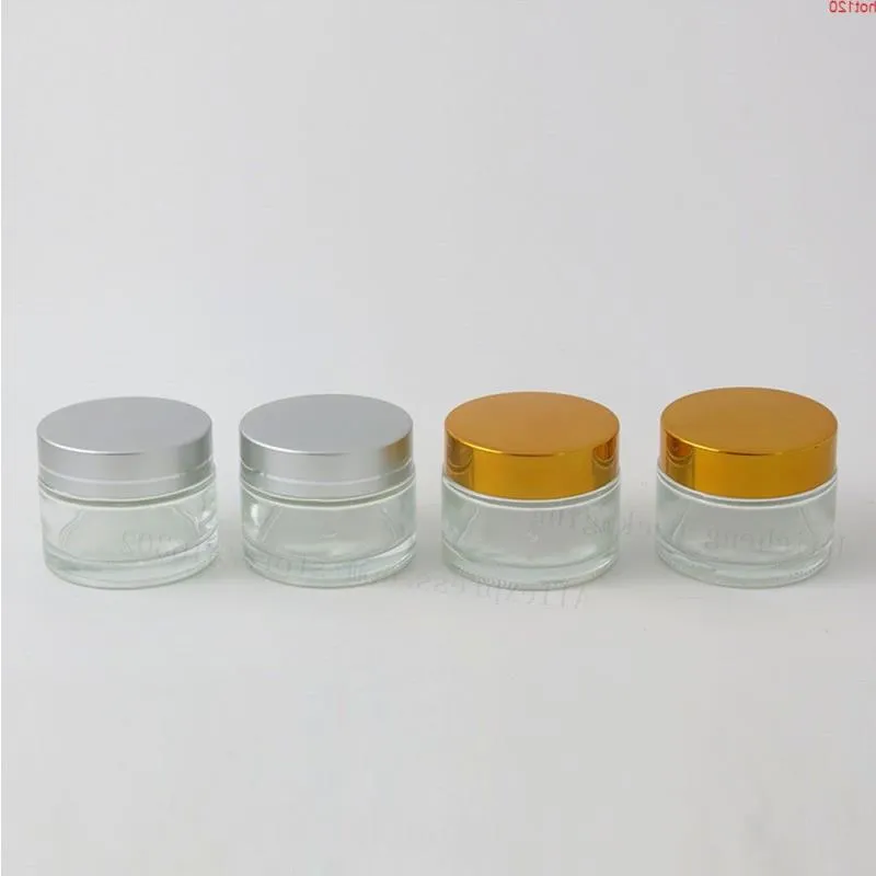 12 x 50g pot en verre transparent pot crème de soin de la peau bouteille rechargeable contenant cosmétique outil de maquillage avec couvercle en plastique pour emballage de voyagegood swrif