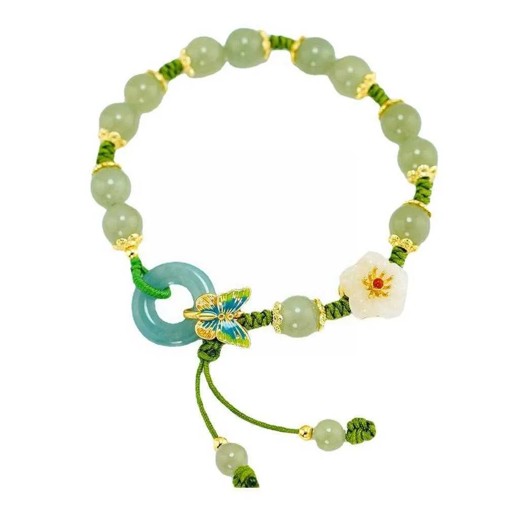 Bracelets De Charme Romantique Imitation Jade Papillon Bracelet Bohème Vert Cristal Perlé Bracelet À La Main Papillon Boucle Bracelet Pour Wo F6N7 Z0612