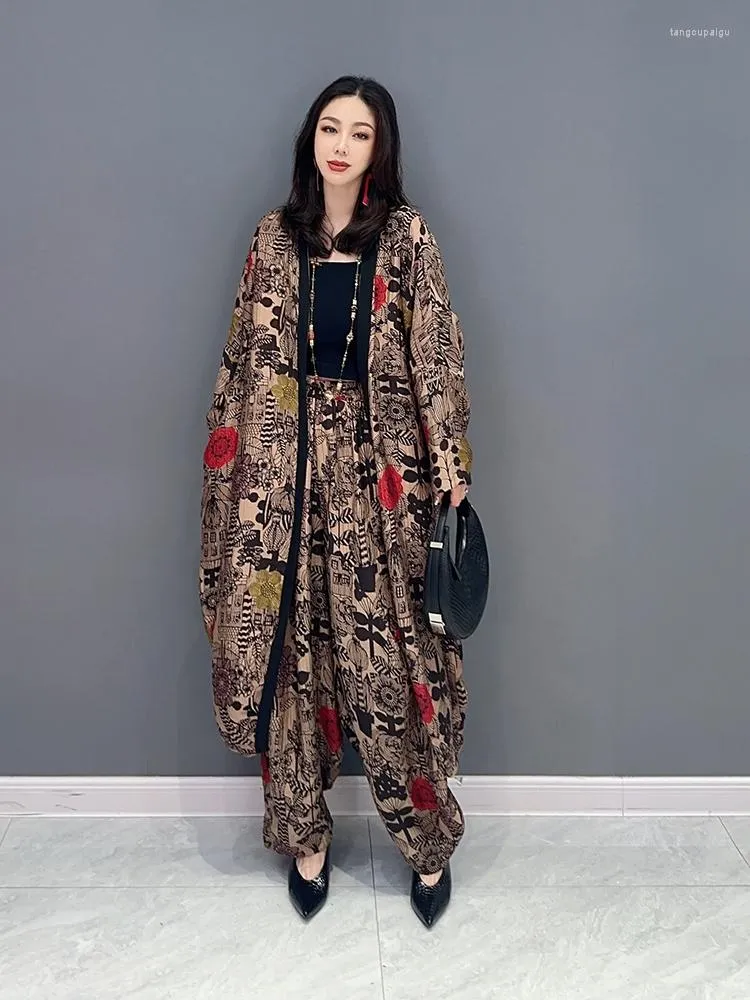 Kvinnors tvåbitar byxor Superaen 2023 Summer Korean Fashion Style Cardigan Long Shirt Dress Casual Women Set