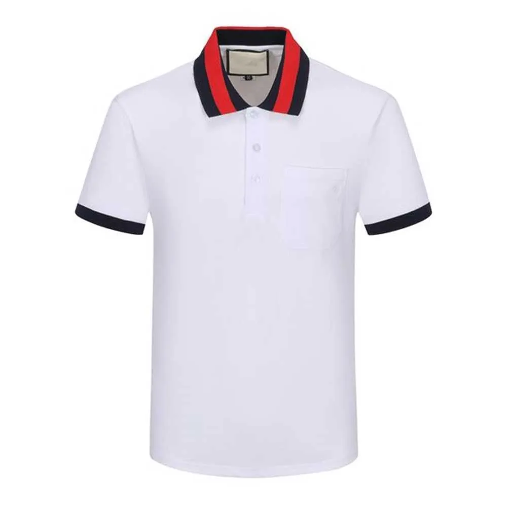 Men's Polo shirt black and white red light luxury short sleeve stitching 100% cotton classic letter Business Casual lapel fashion slim 3XL#98 IEPM